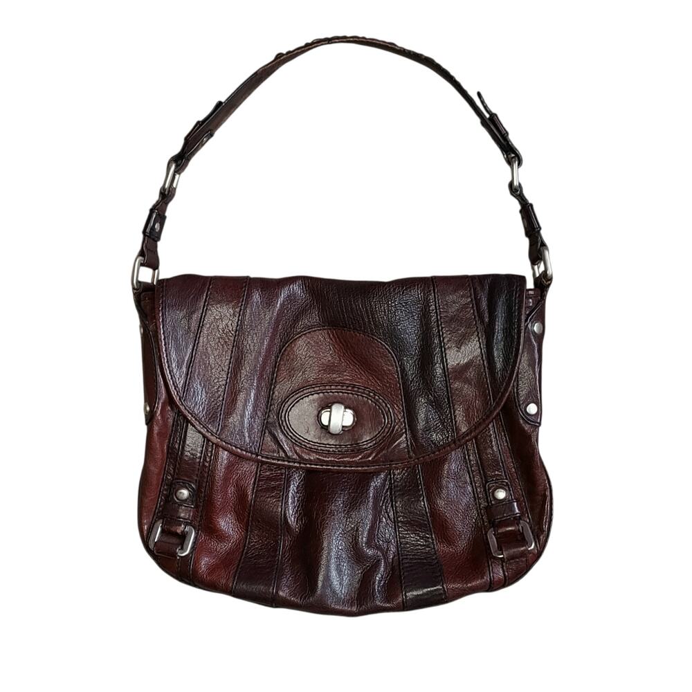 Fifty-four Fossil Two-Toned Brown Leather Shoulder Bag Purse Western Boho Supple